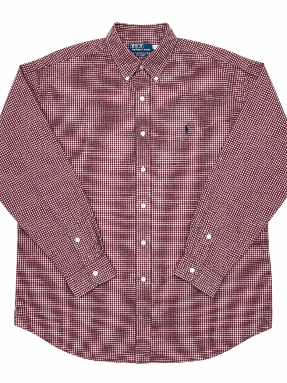Polo Ralph Lauren Blake Men’s L Burgundy Gingham Button Down 100% Cotton